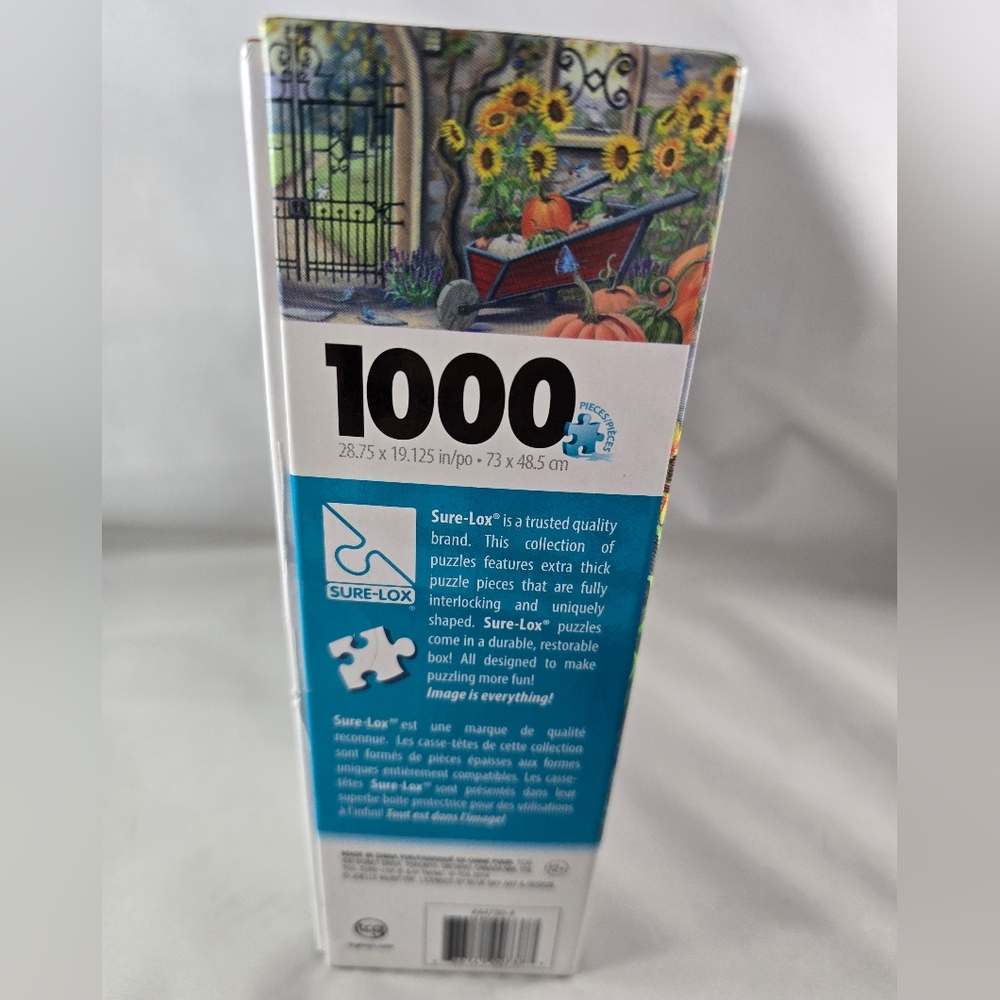 Fall Garden Gate Joelle McIntyre Jigsaw Puzzle 1000 Piece New Cat Birds Flowers - Picture 7 of 9